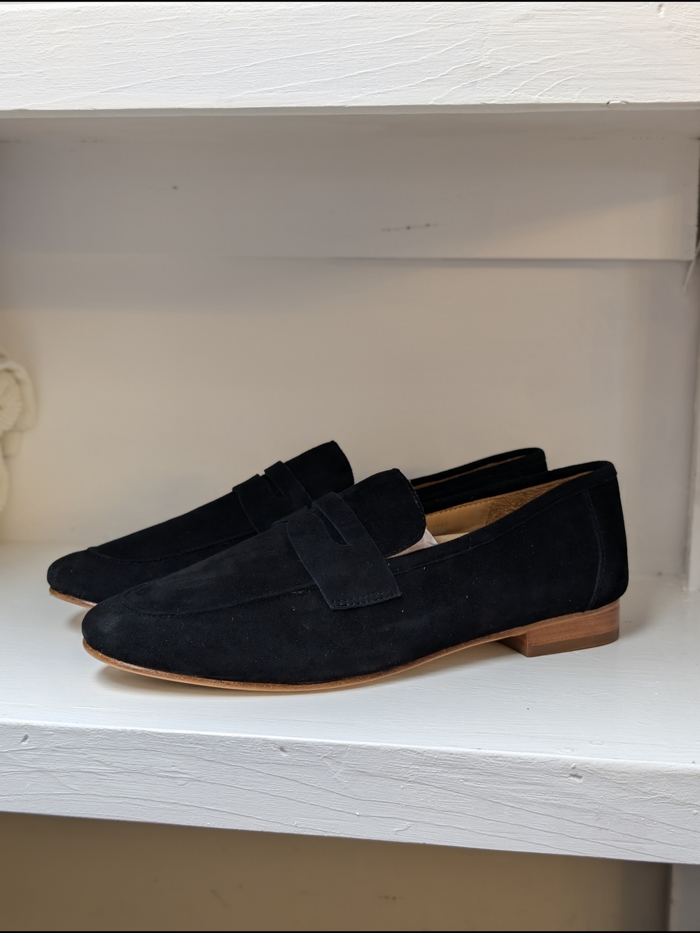 Quince Italian Suede Penny Loafer Black 7.5 NEW